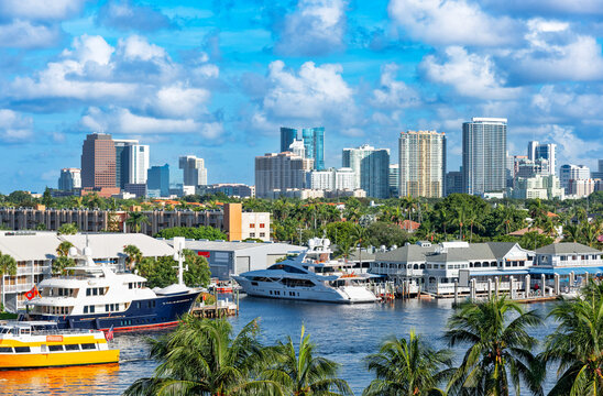Fort Lauderdale, Florida, USA skyline in the day on the river 688
