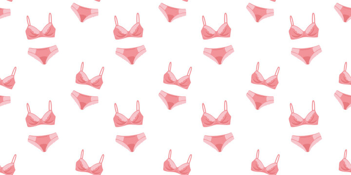 Seamless pattern with a delicate pink lingerie set