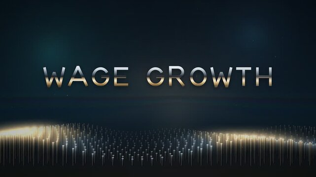 Wage growth financial motion graphic with glowing data wave and metallic typography