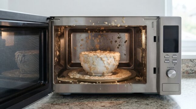 Messy Microwave Overflowed Food Splatter Inside