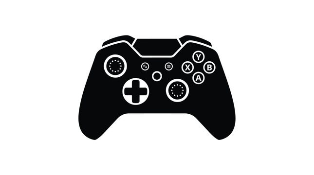 Gaming controller silhouette against a white background a flat graphic design