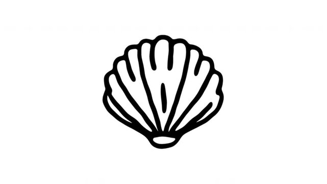 Seashell For Beach Decor And Ocean Travel Hand-Drawn Doodle Animation On Transparent Background. Shell Symbol And Coastal Souvenir. Seamless Animated Icon. 4K Video Overlay Element.