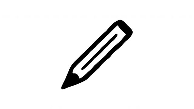 Pencil For Writing And Sketching Hand-Drawn Doodle Animation On Transparent Background. Graphite Drawing Tool And Creative Note Taking. Seamless Animated Icon. 4K Video Overlay Element.