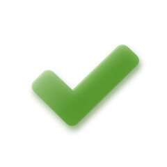3D matte green checkmark icon with soft drop shadow © Rani