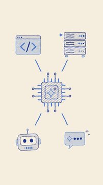 Artificial intelligence diagram pencil sketch animation loop