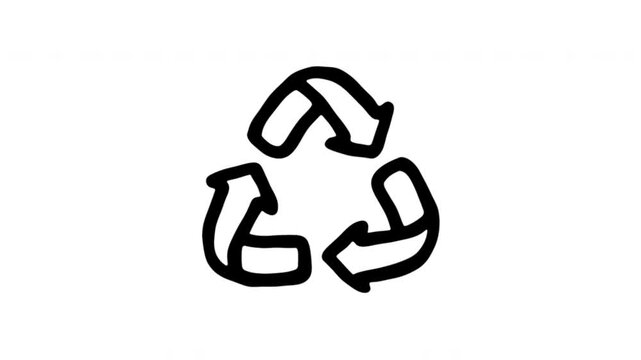 Recycling Symbol For Waste Sorting And Environmental Responsibility Doodle Animation With Alpha Channel. Recycle Sign And Sustainable Waste Management. Animated Hand-Drawn Icon For Video Overlay 4K.
