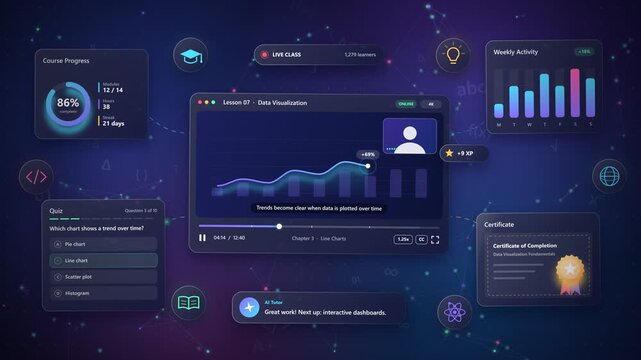 Interactive E-Learning Dashboard and Online Education Platform Interface Loop
