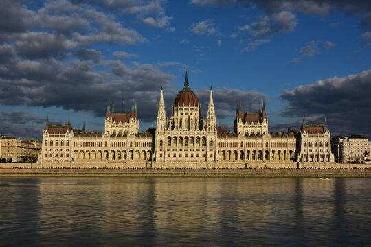 The Hungarian Parliament Building and the Danube River in Budapest
