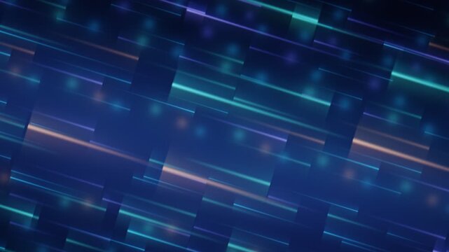 Abstract futuristic blue light stripes moving diagonally in digital cyberspace