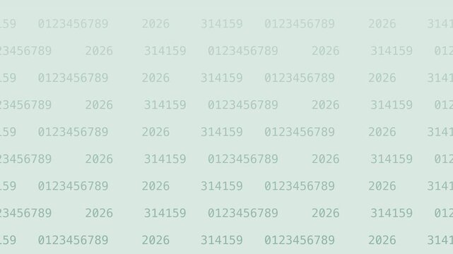 Soft mint green flowing numeral ribbon rows background with gentle seamless motion