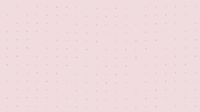 Soft sakura pink plus minus typographic weave background with gentle seamless motion
