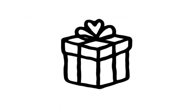Gift Box For Present Giving And Special Occasions Hand Drawn Doodle Animation. Wrapped Present And Celebration Symbol. Birthday Surprise For Greeting Cards And Social Media.