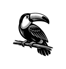 Fototapeta premium Black and White Toucan Illustration