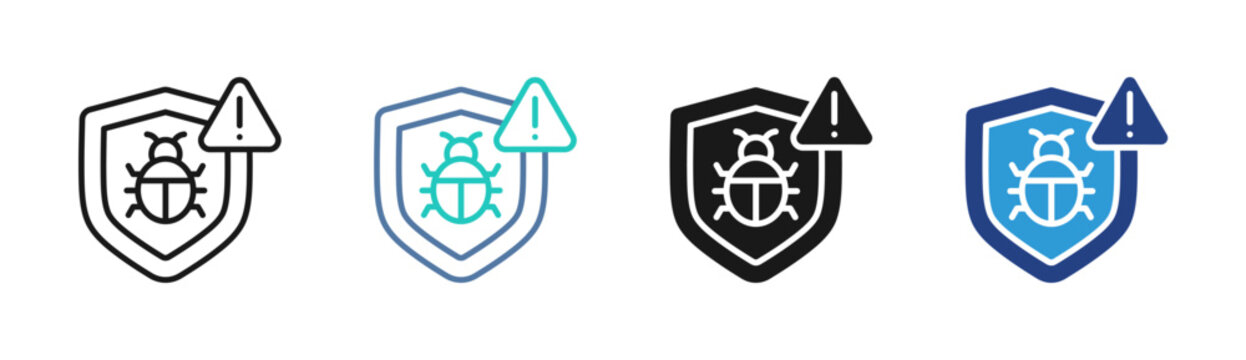 Bug Alert icon set multiple style collection