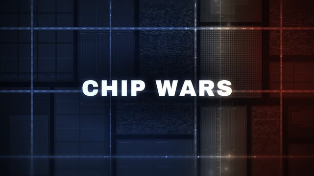 High-Tech Semiconductor Chip Wars Animation with Microprocessor Circuits and Cyber Grid