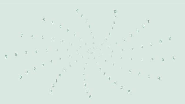 Soft mint green typographic spiral index background with gentle seamless motion