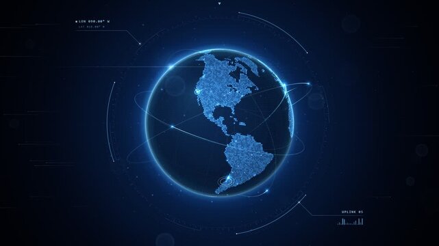Rotating Digital Globe With Network Connectivity And Global Data Uplink