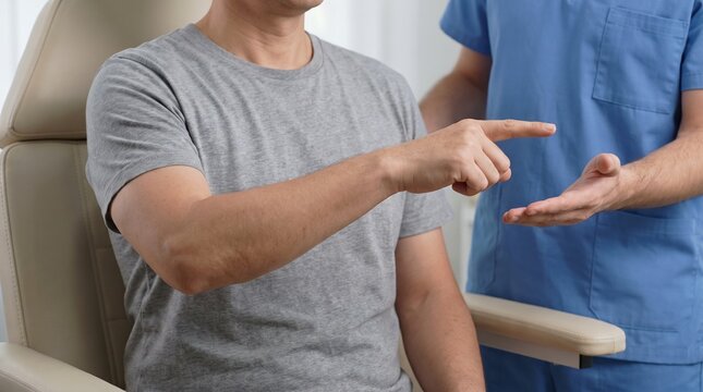 Patient Receiving Physical Therapy Session for Arm Mobility and Strength Rehabilitation with Professional Therapist