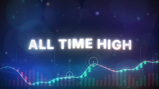 All time high stock market growth chart showing bullish financial trends