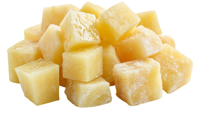 Fresh yellow potato cubes cut into small square pieces