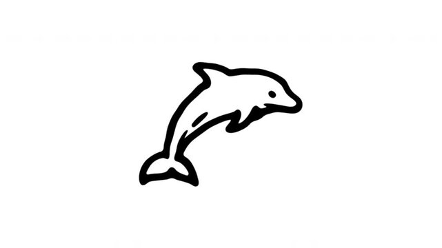 Dolphin For Marine Life Education And Ocean Conservation Hand Drawn Wiggle Doodle Animation With Alpha Channel. Porpoise Symbol And Aquatic Wildlife Use, Transparent Background.