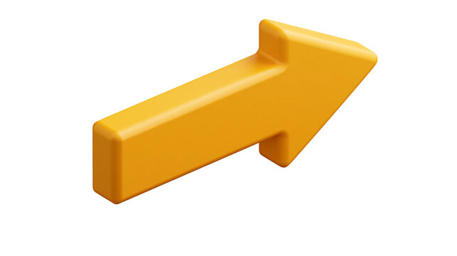 Bright yellow 3D arrow pointing to the right with smooth rounded edges