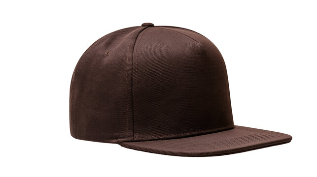 Dark brown cotton baseball cap with flat brim and structured crown