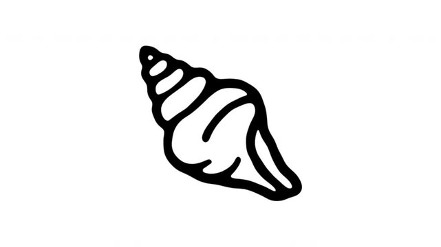 Seashell For Beach Decor And Coastal Branding Wiggle Doodle Animation With Alpha Channel. Conch Shell And Marine Beach Symbol, Transparent Background. 4K Loop Hand Drawn Icon.