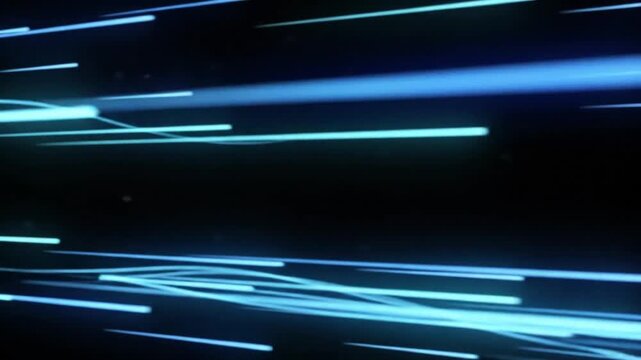 Fast Moving Blue Light Streaks and Speed Lines in Dark Space Stock Footage