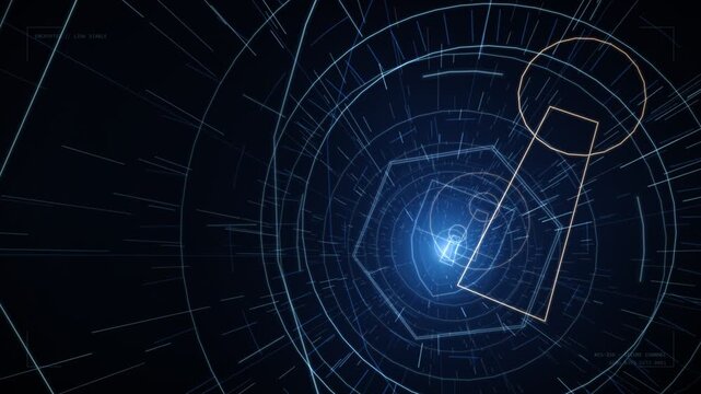 Futuristic Cyber Security Vault Digital Tunnel Animation Loop
