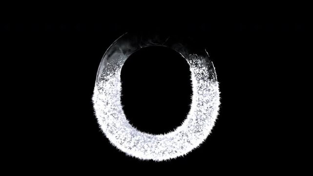 Animated Snowy Christmas Letter O, Winter Frost and Ice Crystal Alphabet Animation