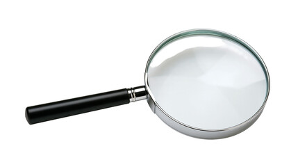 Handheld magnifying glass with black handle and silver metal frame © Elodie