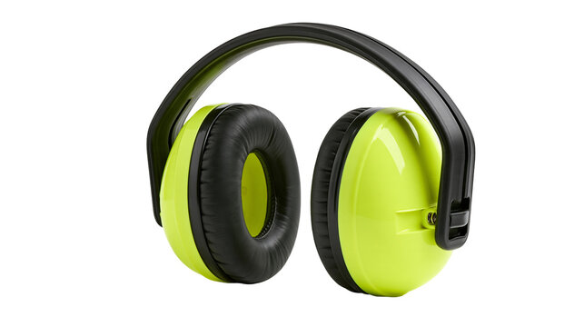 Neon green and black protective earmuffs for noise reduction