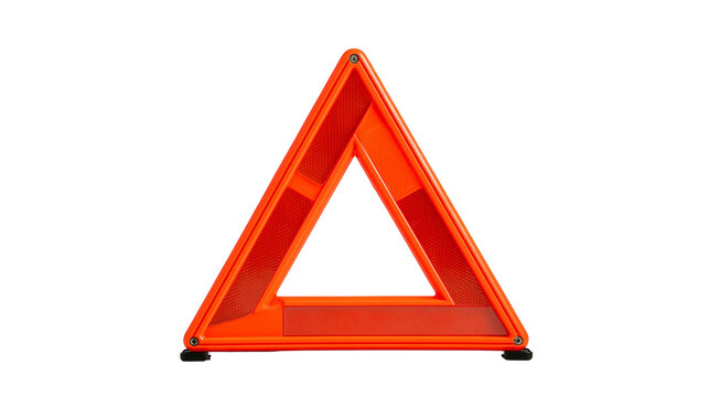 Bright orange reflective emergency warning triangle for road safety