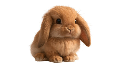 Fluffy brown Holland Lop bunny rabbit with long ears and big dark eyes © Elodie