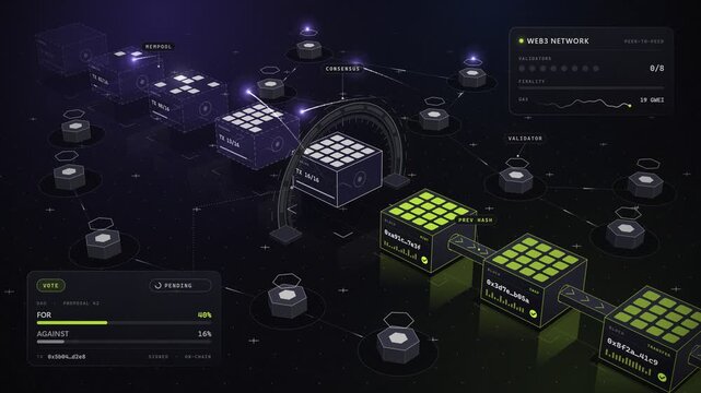 Web3 blockchain cryptocurrency network consensus node mining graphic loop