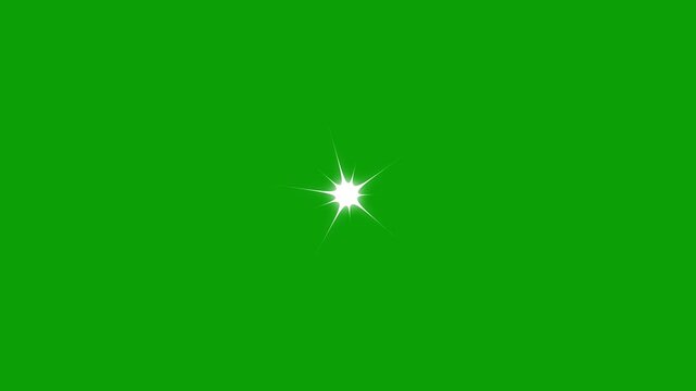 Twinkling star glitter sparkle animation, 4K white blinking light effect, flat vector doodle glowing stars, festive holiday decoration on green screen & transparent background.