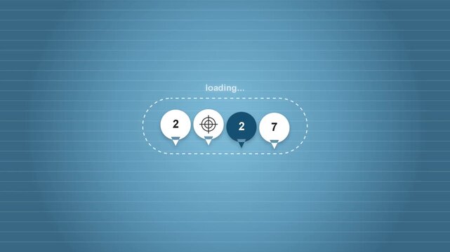 New Year 2027 loading screen with map pins and target icon loop