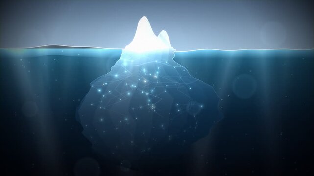 deep web iceberg conceptual digital security animation loop in 4k
