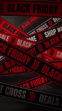 Vertical video: Opening frame showing ribbed shutter while ribbons sliding, displaying BLACK FRIDAY