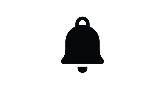 Black bell shape against a white background is a simple silhouette