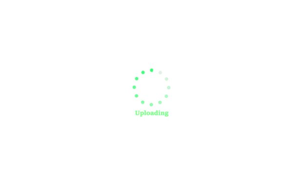 Abstract Animation featuring please text with spinning dots loading indicator animation please wait screen with processing animation showing please wait dots loader transition lime background white 