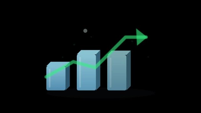 Financial Growth Bar Chart Graphic Featuring An Upward Progress Arrow Symbol