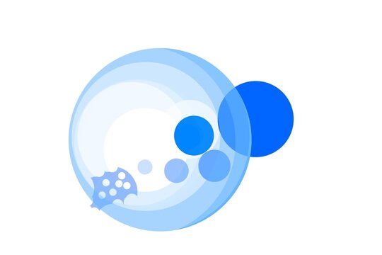 abstract blue bubbles print