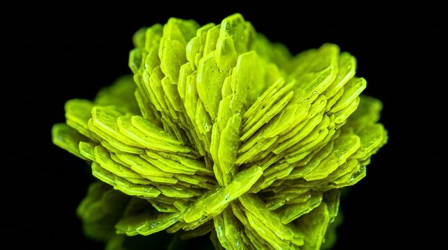 Autunite Mineral Crystal Cluster Fluorescing Bright Neon Yellow