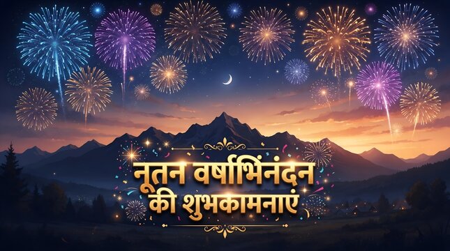 Nutan Varshabhinandan', meaning 'Happy New Year' in Hindi language, India. Indian festival of lights, even called Diwali. Nutan varshabhinandan and Saal Mubarak Post Template in ...