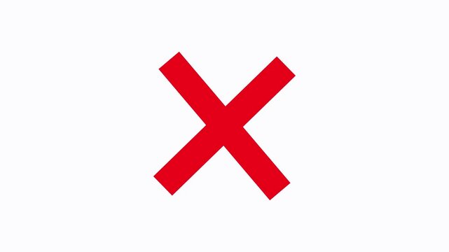 Animated wrong mark red icon appearing