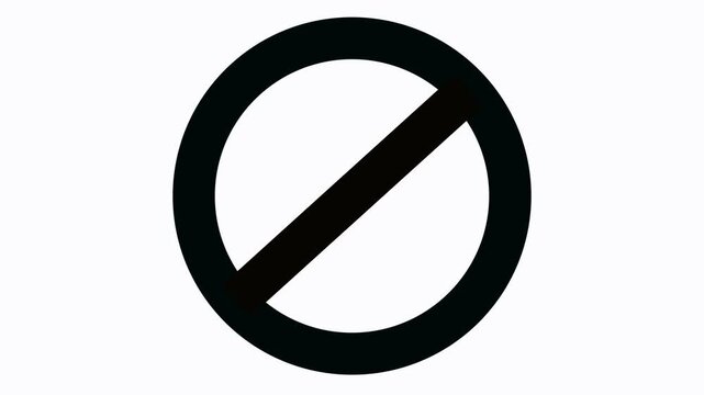 Red sign stop, cross, x, ban, cancel, prohibited icon animation on white background.