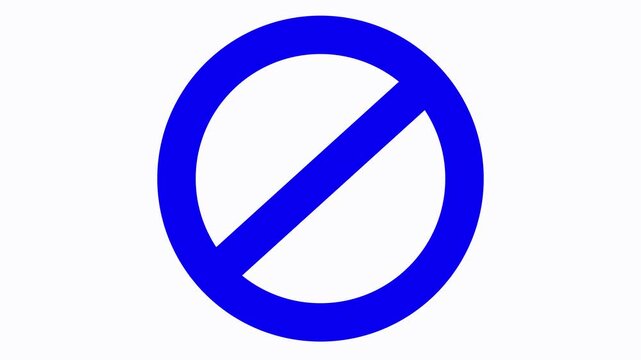 Red sign stop, cross, x, ban, cancel, prohibited icon animation on white background.