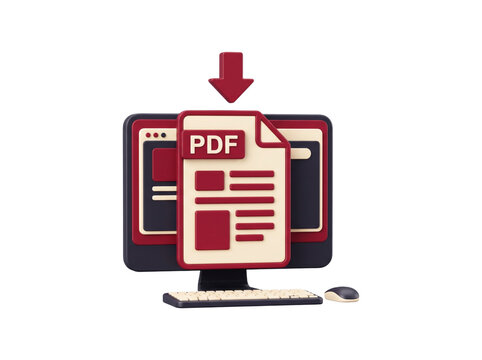 Desktop computer displaying a PDF document on the screen